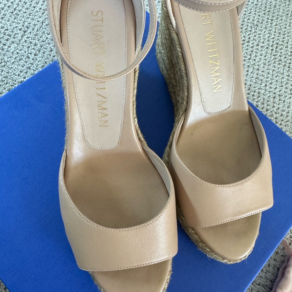 Stuart Weitzman Blush Espadrille Wedge Sandals - Picture 5 of 9
